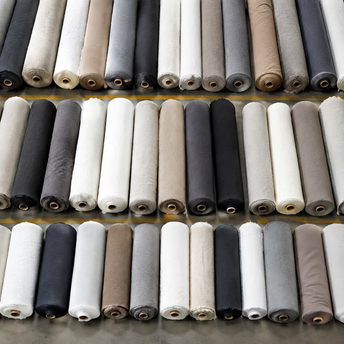 Fabric rolls, top view